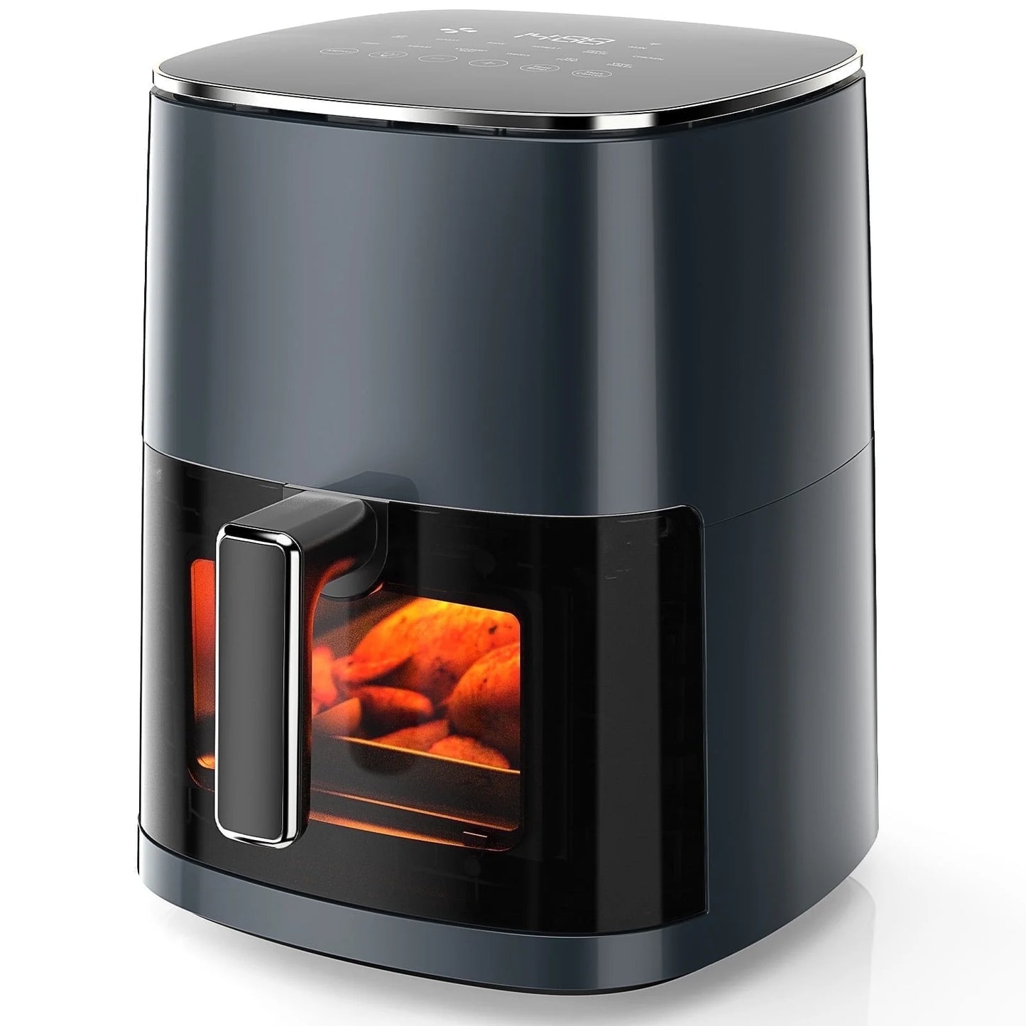 CONCETTA Air Fryer 6 Quart Capacity with Window Square Air Fryer 12-In-1 Air Fry, Roast, Reheat, Dehydrate, Bake, Steam with 400F Grey