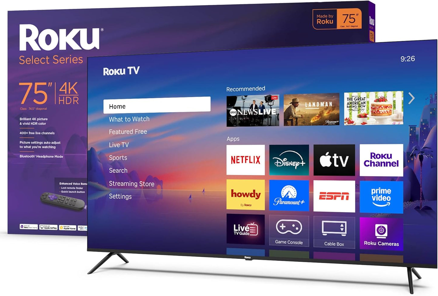 Roku Smart TV – 50-Inch Select Series, 4K HDR TV – Rokutv with Enhanced Voice Remote – Flat Screen LED Television with Wi-Fi for Streaming Live Local News, Sports, Family Entertainment