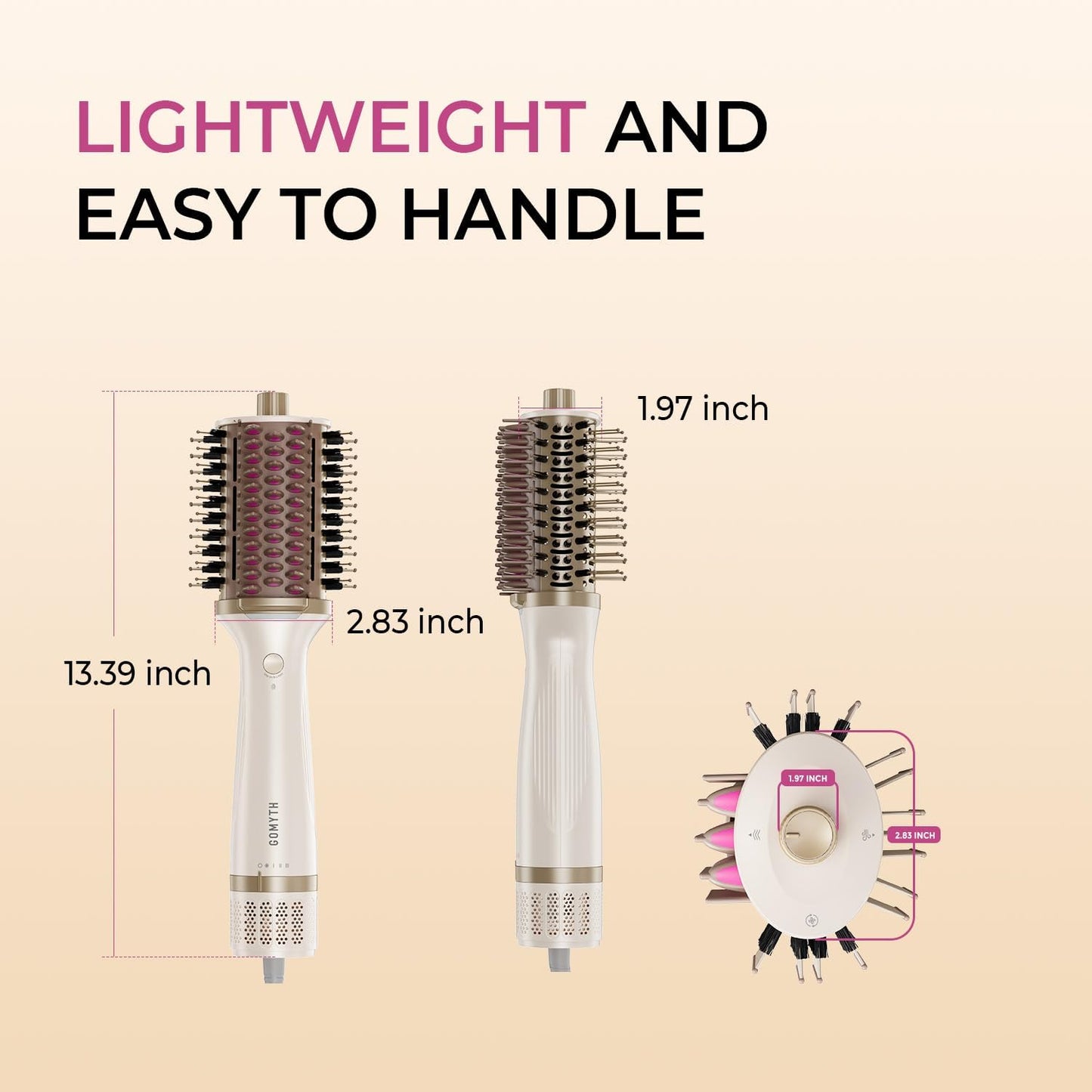 VaultAir™ Pro Styler Upgraded 5-In-1 Blow Dryer Brush with Heated Comb - Volumizer Hair Dryer Brush for Wet & Dry Hair, Ideal for Thick Curly Hair, Salon Blowout, Frizz-Free Shiny Hair, Reduced Heat Damage - 70Mm