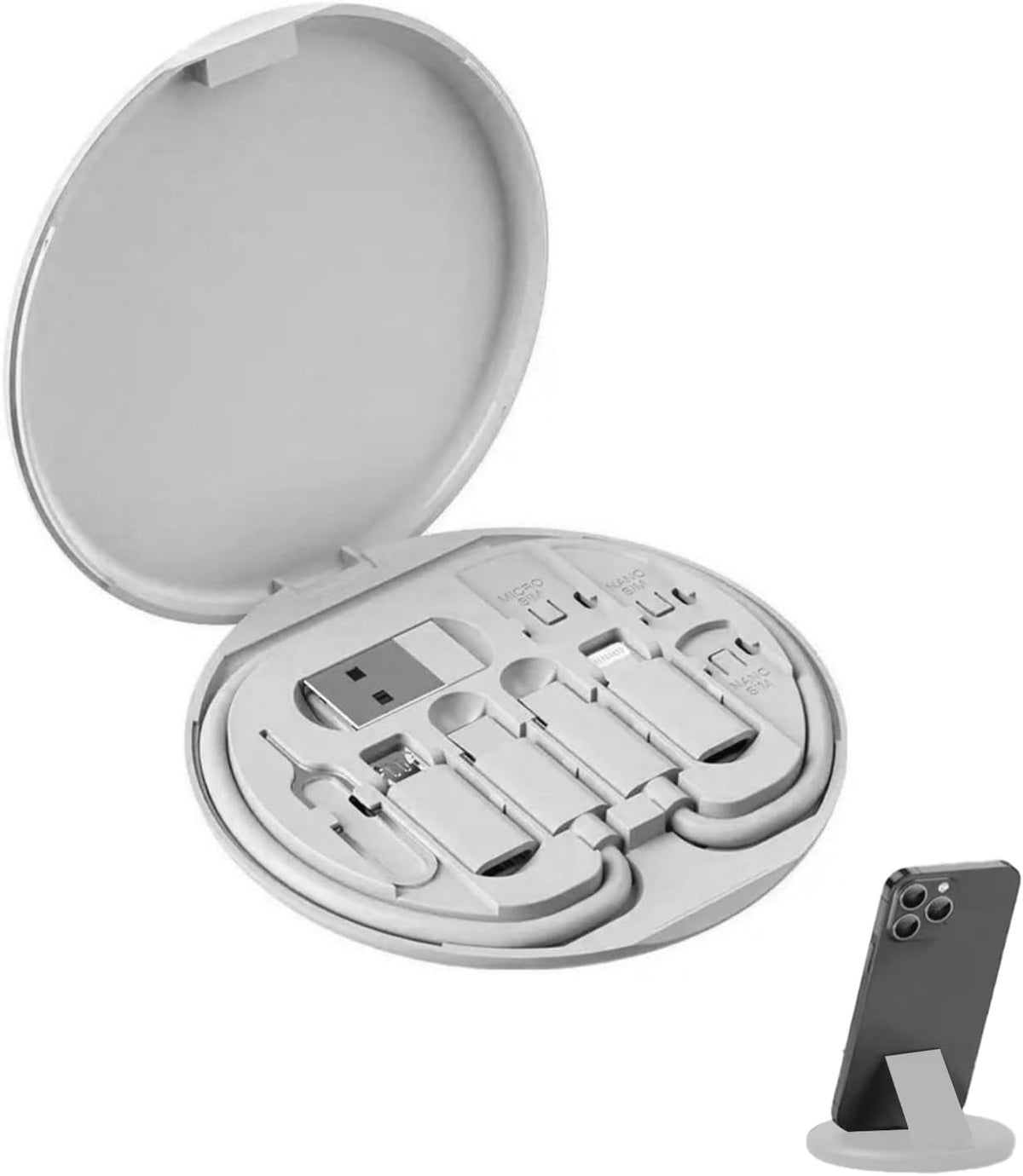 Universal USB Charging Adapter Kit with SIM Eject Tool – Compact Travel Cable Organizer
