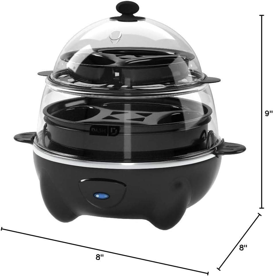 Ultimate Deluxe Rapid Egg Cooker - Perfectly Cook 12 Eggs, Poached, Scrambled, or Steamed with Auto Shut-Off - Sleek Black Design