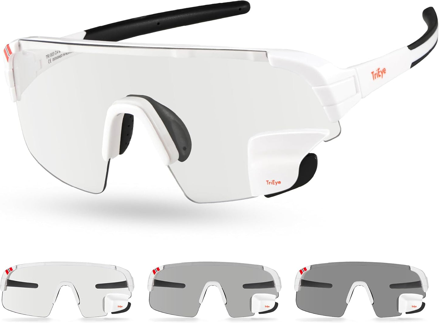 Trieye Cycling Glasses with Rear-View Mirror - Sports Sunglasses for Men & Women - UV-400 Protection