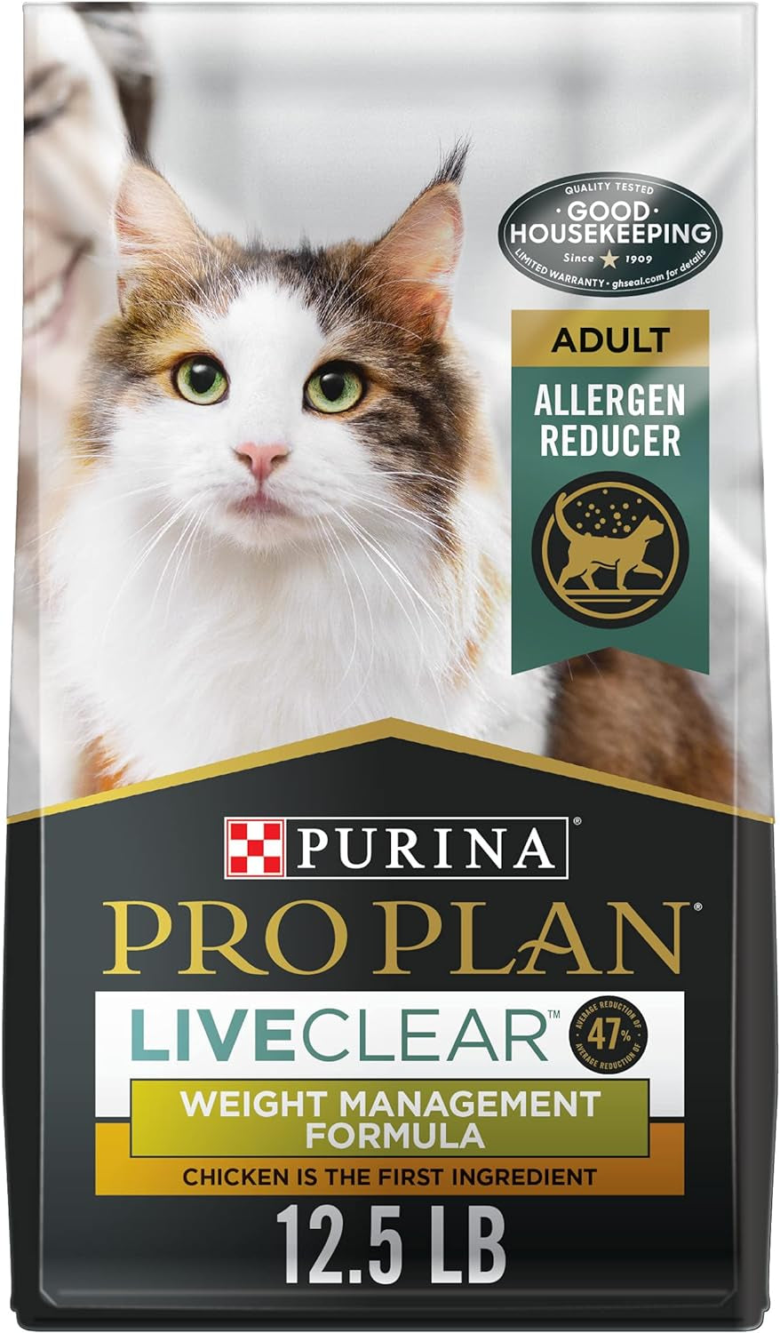 Purina Pro Plan Liveclear Cat Food Weight Management and Cat Allergen Reducer Chicken and Rice Formula - 3.2 Lb. Bag