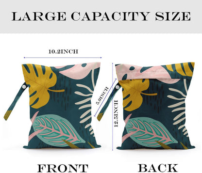 Wet Bag, Wet Dry Bag, Wet Bag for Swimsuit, Travel, Beach, Pool, Diapers, Dirty Yoga Gym Clothes, Makeup Bag, Waterproof Tropical Palm Leaves Decor Jungle Palm Leaf Favors