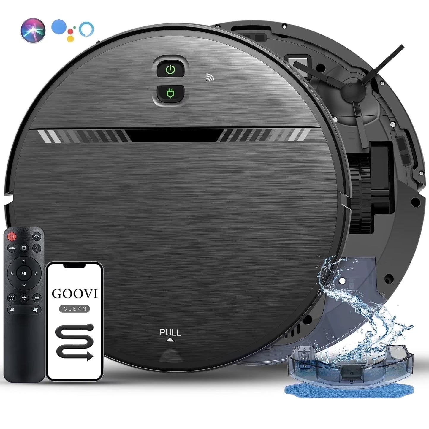 GOOVI Robot Vacuum Cleaner, Robot Vacuum Mop Combo, with Alexa/Wifi/App Connection, for Pet Hair, Hard Floor