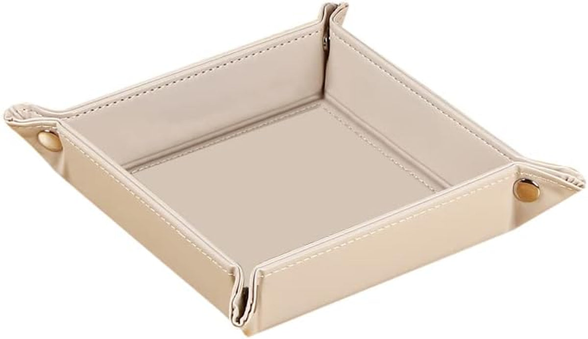 Viral Vault Roman Texture Valet Tray — PU Leather EDC Catchall & Nightstand Organizer