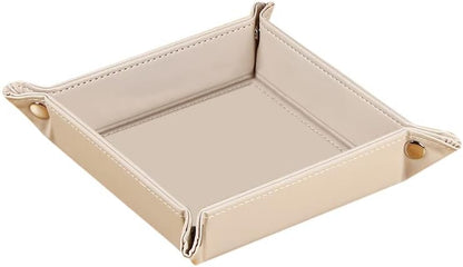 Viral Vault Roman Texture Valet Tray — PU Leather EDC Catchall & Nightstand Organizer