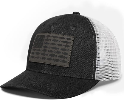 American Fish Flag Trucker Hat, Fishing Gifts for Men, Snapback Fishing Hat Perfect for Fishing and Daily Use