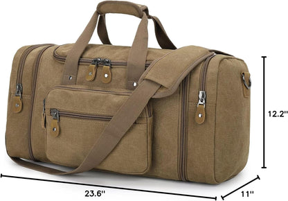 Gonex Canvas Duffle Bag for Travel 60L Duffel Overnight Weekend Bag(Coffee)