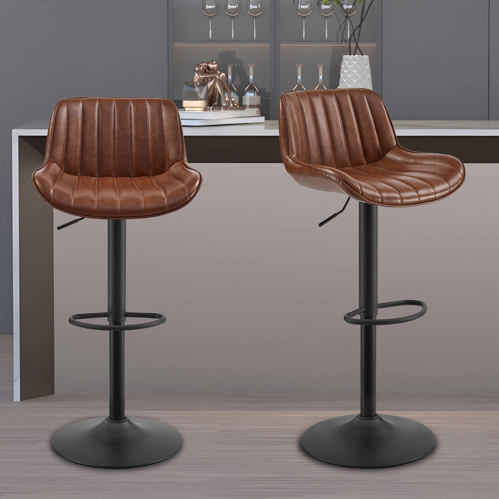 Art Leon Adjustable Swivel Barstool Set – Mid-Century Modern Kitchen & Bar Seating