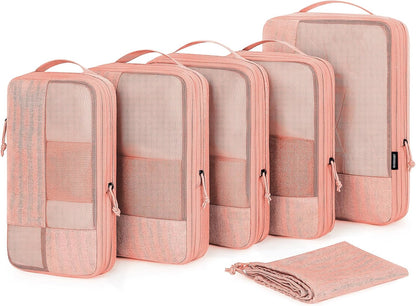 6-Piece Compression Packing Cubes Set – Space-Saving Travel Organizers