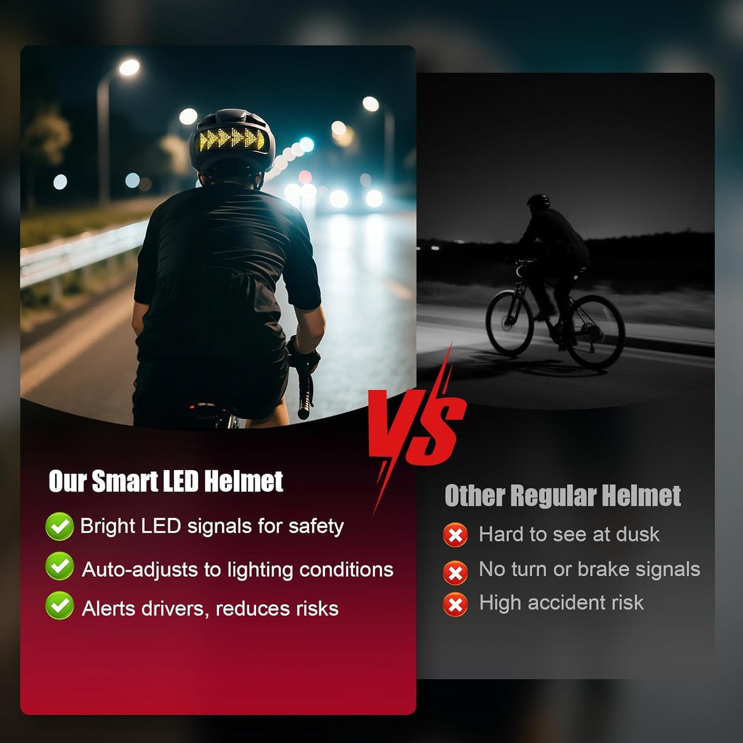 Bike Helmet, Bicycle Helmets with Light, 360° High Visibility LED Display, Lightweight Adjustable Mountain Bike Helmet with Turn Signals, Smart APP Controlled, Helmets for Adults, Youth, Men & Women