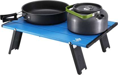 VILLEY Portable Mini Folding Beach Table, Ultralight Aluminum Side Table with Carry Bag for Camping, Picnics, and Outdoor Activities