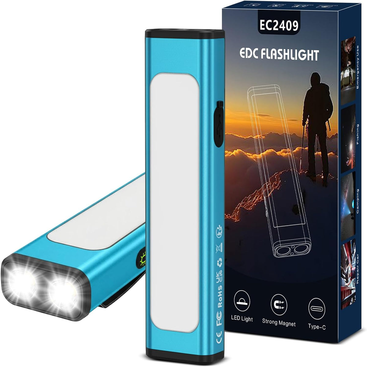 **Viral Vault 1200-Lumen Rechargeable EDC Flashlight — 9 Lighting Modes, Magnetic Base & USB-C Charging**
