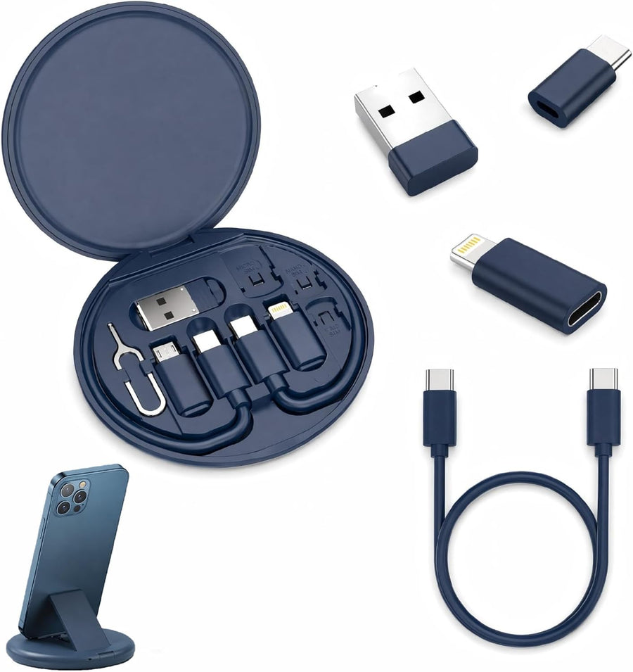 Universal USB Charging Adapter Kit with SIM Eject Tool – Compact Travel Cable Organizer