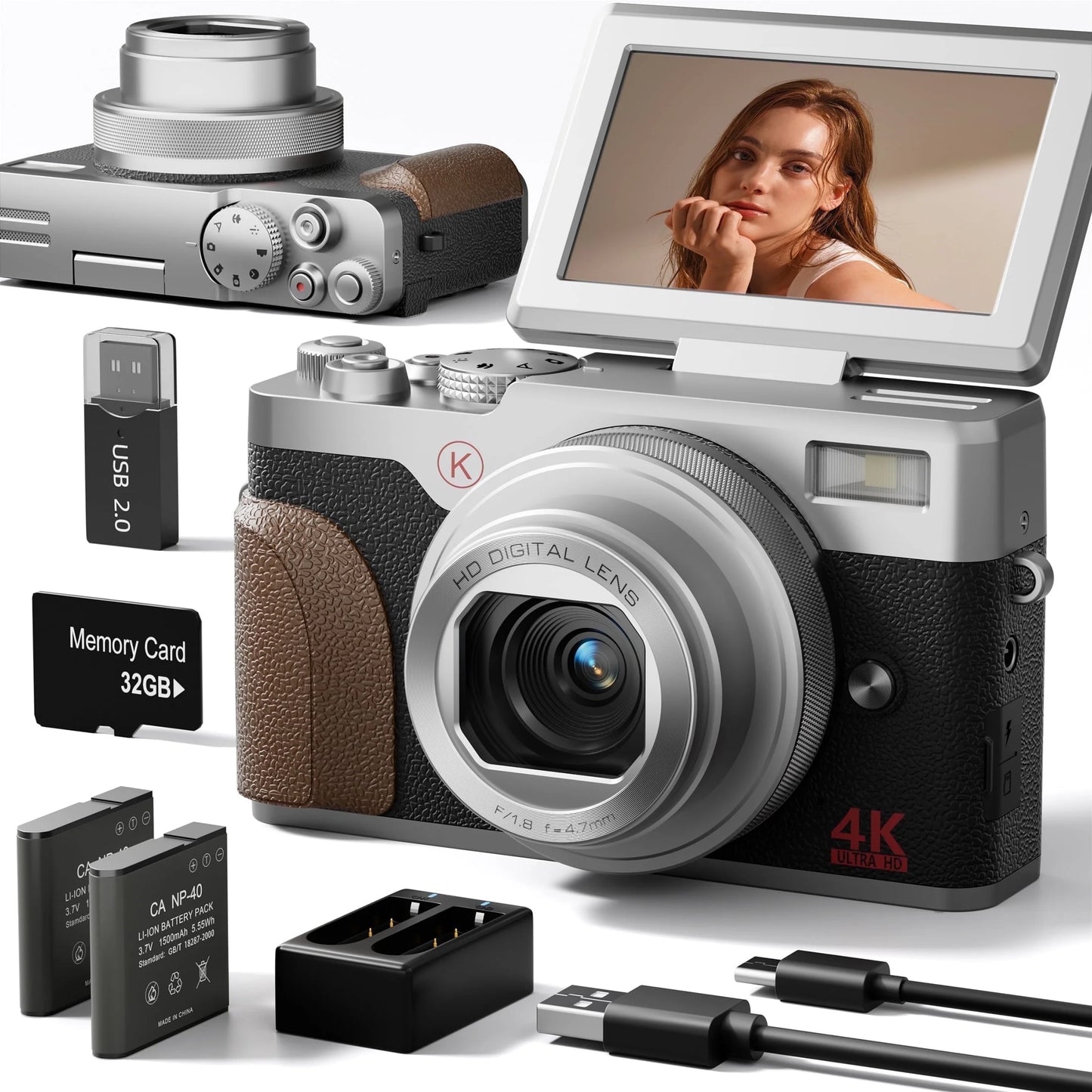 NBD Digital Camera 4K 56MP Cameras for Photography for Youtube with 32GB SD Card