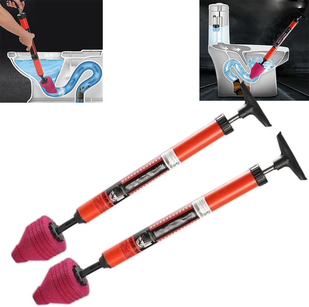 High Pressure Toilet Flush, Toilet Snake, Toilet Air Plunger, Toilet Air Flush, Heavy Duty Toilet Flush, Bathroom Kitchen Tub Plumbing Cleaning Tool (2)