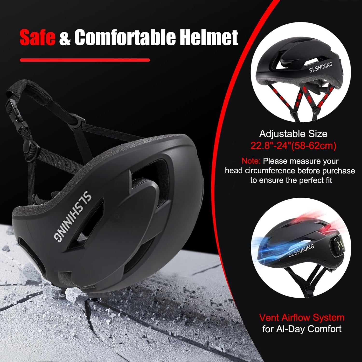 Bike Helmet, Bicycle Helmets with Light, 360° High Visibility LED Display, Lightweight Adjustable Mountain Bike Helmet with Turn Signals, Smart APP Controlled, Helmets for Adults, Youth, Men & Women