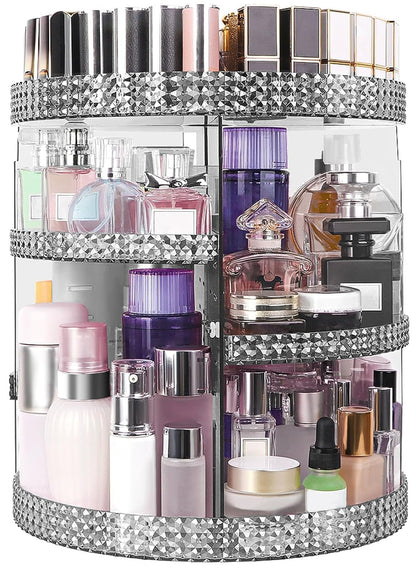 360 Degree Rotating Makeup Organizer, Extra Large Capacity Perfume Organizer, Removable DIY 7 Layers Make up Organizer for Vanity, Cosmetic Display Case Organizador De Maquillaje (Clear)