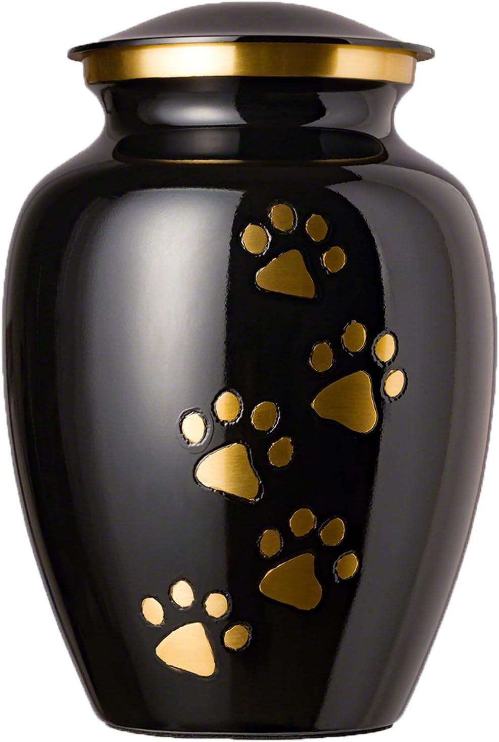 Ottillie Paws Legacy Series Pet Urn for Dogs and Cats, Handmade Brass Memorial Cremation Urn (Small - Pets up to 25 Lbs, Pewter, Vertical Brass Paws)