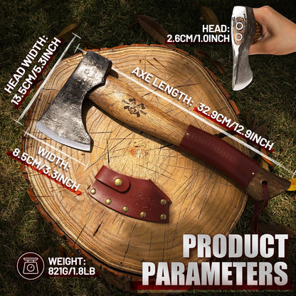 Grumpy Bear Garden Axe – Small Hand Axe for Log Splitting, Kindling & Outdoor Use for Gardening, Camping, and Yard Work