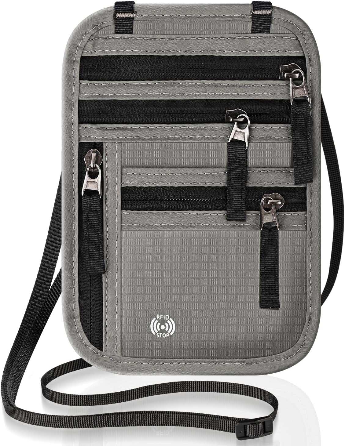RFID-Blocking Travel Neck Wallet – Passport Holder with 5 Compartments