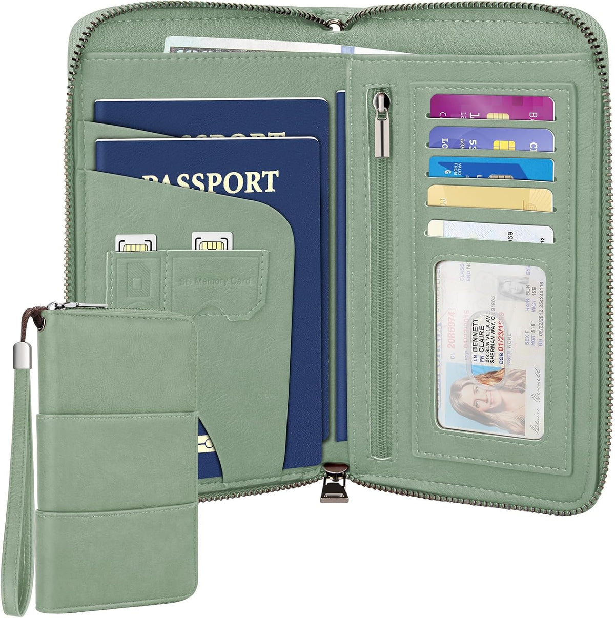 RFID-Blocking Family Passport Wallet – Multi-Document Travel Organizer with Removable Wristlet
