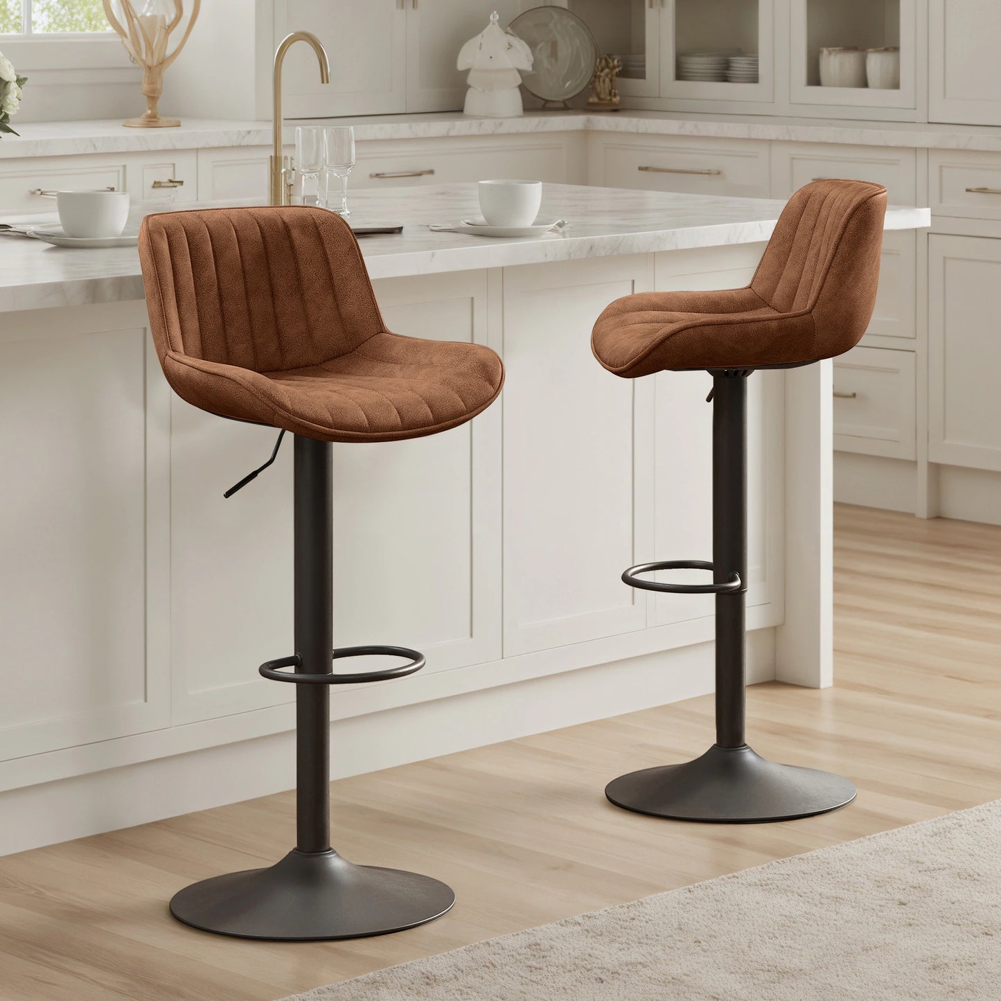 Art Leon Adjustable Swivel Barstool Set – Mid-Century Modern Kitchen & Bar Seating
