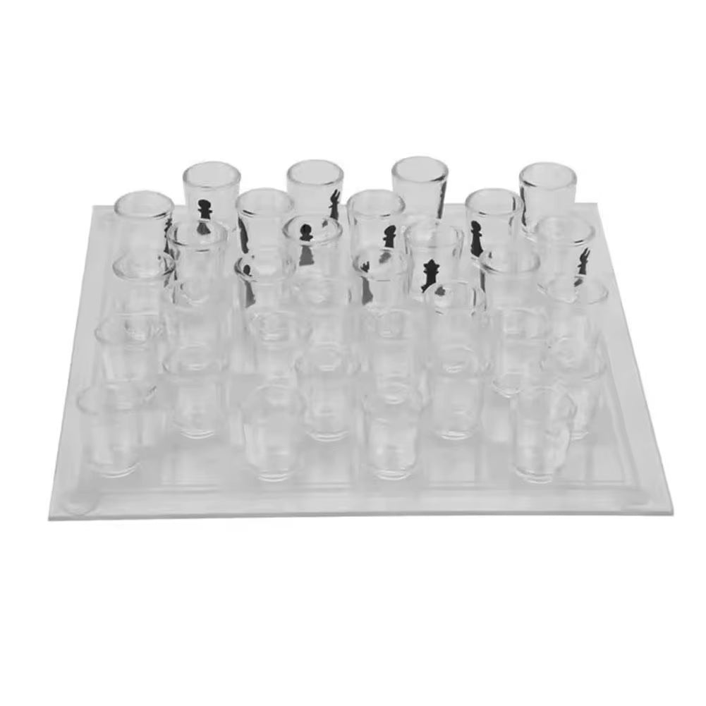 Bar Drinking Games Chess Game Set 25X25Cm Party Favor with 32 Game Glasses Bar Entertainment Supplies ﻿