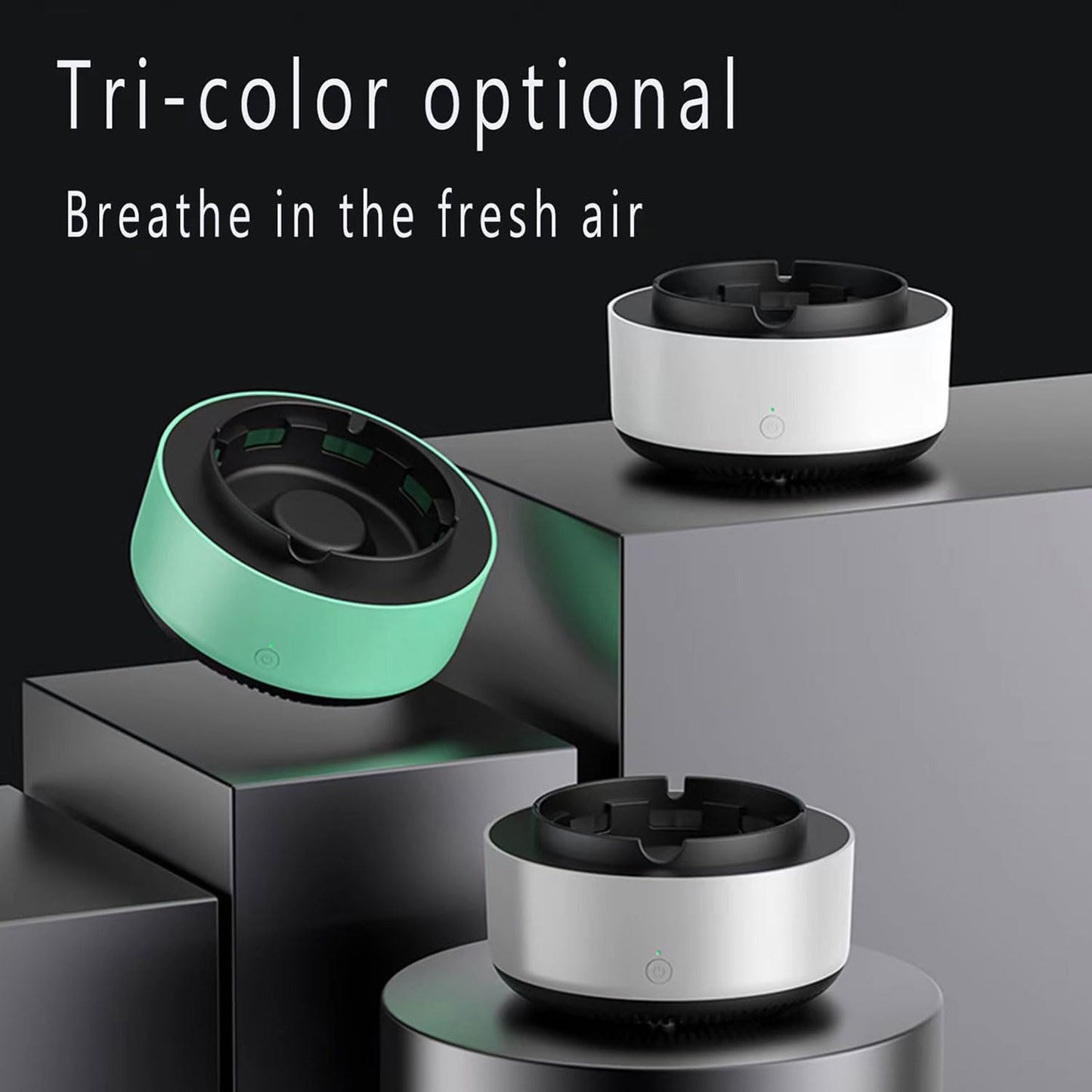 2 in 1 Multifunctional Indoor Smokeless Ashtray, 360 °Surround Suction Intelligent Air Purifier Ashtray, Indoor Household Car Intelligent Ashtray ((Grey)