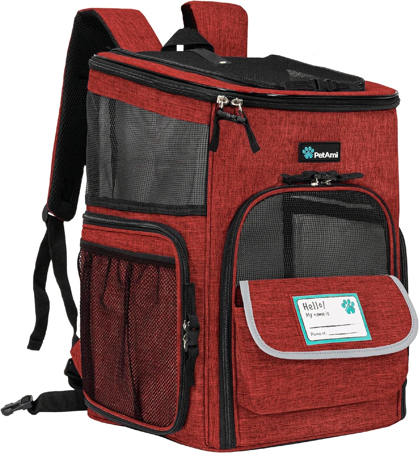 Petami Dog Backpack Carrier, Airline Approved 4-Way Entry Cat Backpack Carrier, Ventilated Mesh, Collapsible Pet Carrier for Small Puppy, Kitten, Hiking, Travel Car, Vet, up to 18 Lbs, Charcoal Gray