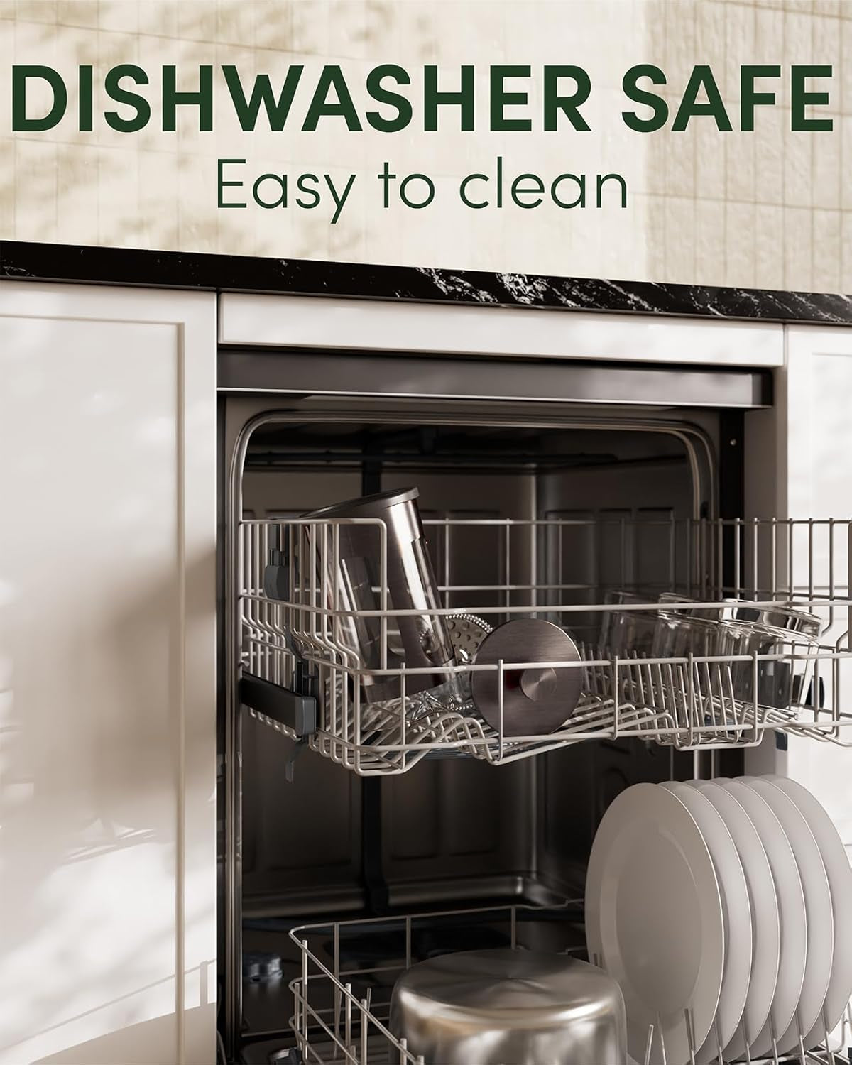 French Press Coffee Maker 34 Ounce 1 Liter, Borosilicate Glass Stainless Steel Brewer, Large Portable Cold Brew Cafetera Teapot for Kitchen Travel Camping Coffee Bar Accessories, Dark Pewter