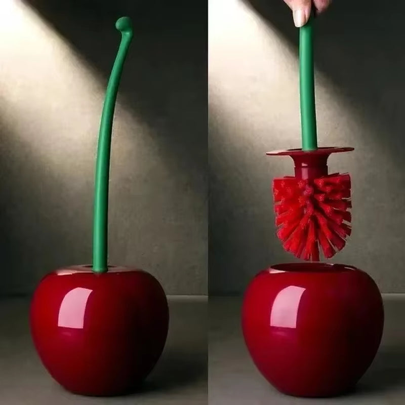 Red Cherry Shape Lavatory Toilet Brush Holder Set Red Toilet Brush Creative Toilet Holder Bathroom Accessories