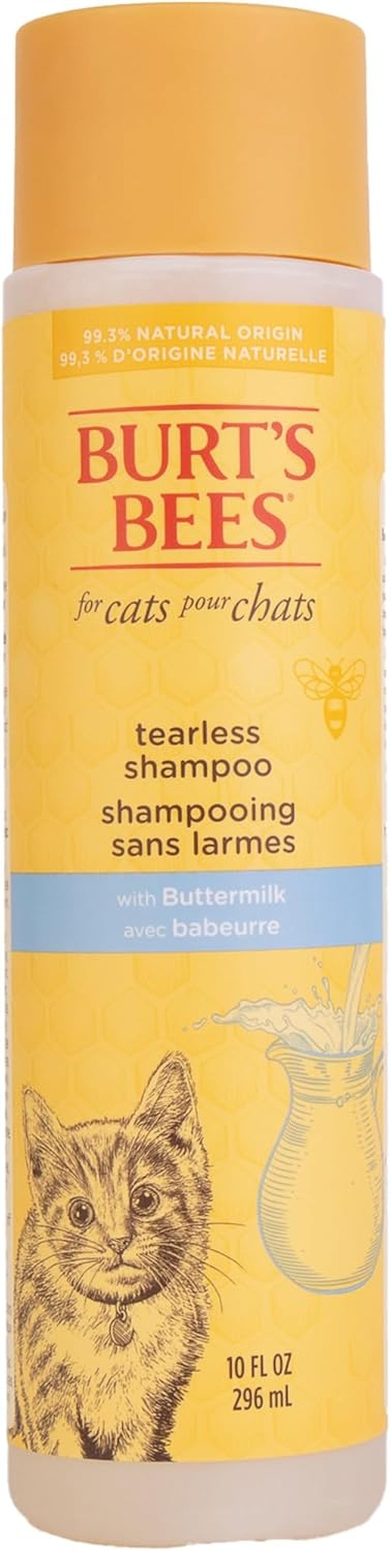 Burt'S Bees for Pets Tearless Kitten Shampoo with Buttermilk and Honey, 99% Natural Origin Gentle Cat Shampoo for Sensitive and Itchy Skin, Ph Balanced and Fragrance-Free, 10 Fl Oz