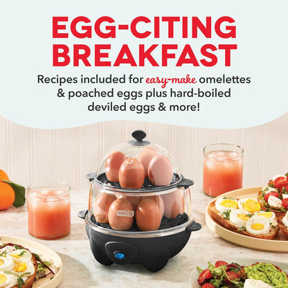 Ultimate Deluxe Rapid Egg Cooker - Perfectly Cook 12 Eggs, Poached, Scrambled, or Steamed with Auto Shut-Off - Sleek Black Design