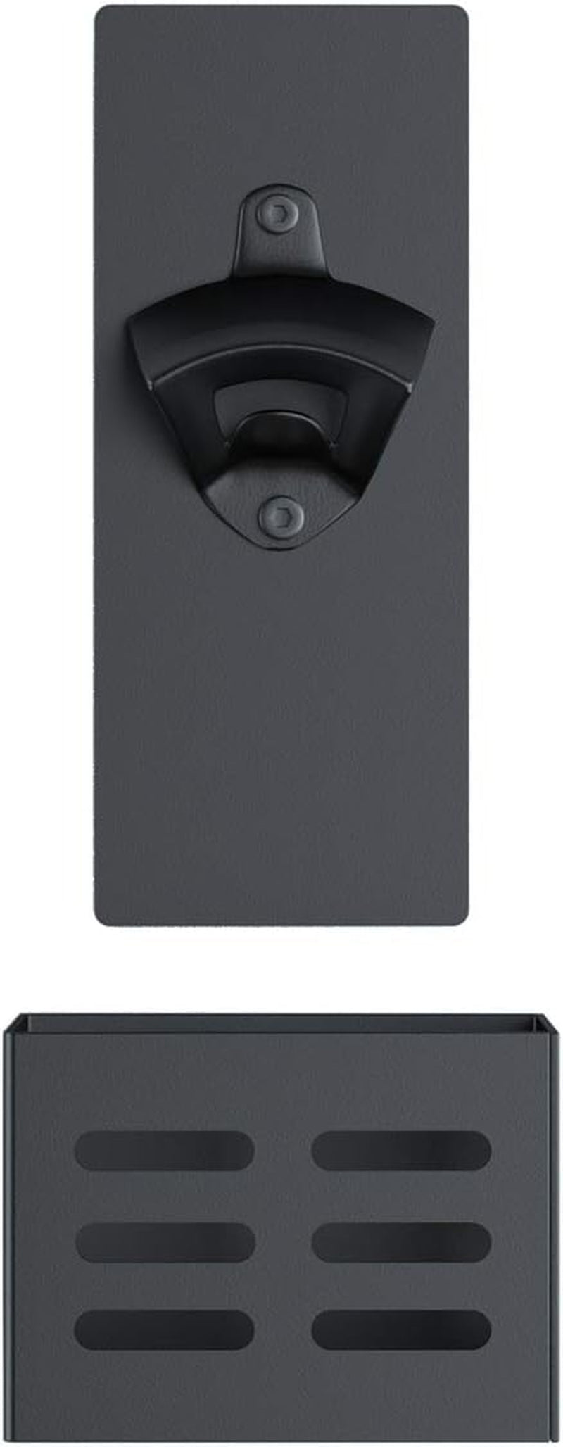 Magnetic Bottle Opener with Cap Catcher, Man Cave Accessories Removable Wall Mounted Beer Bottle Opener for Kitchen Fridge, Beer Gifts for Men (Black)