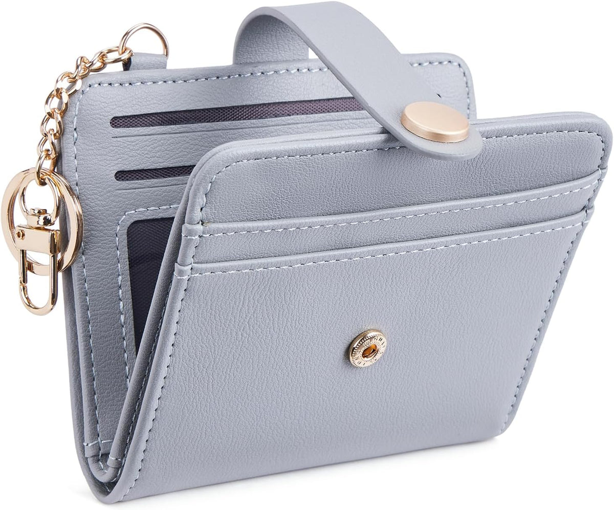 Slim RFID-Blocking Wallet with Zipper Coin Pocket & Keychain