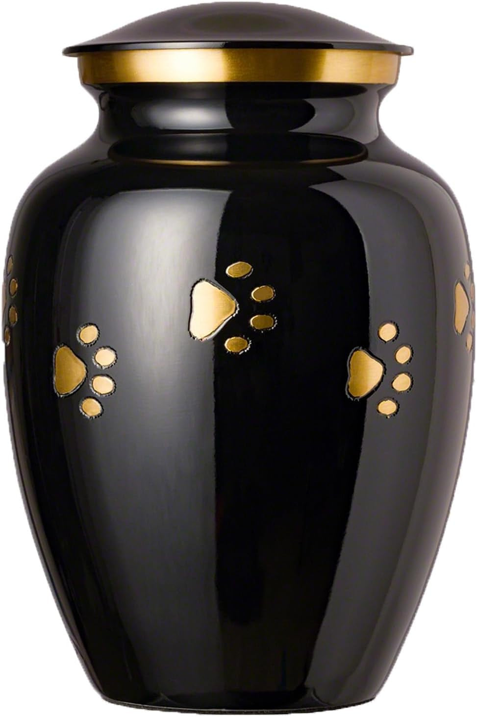 Ottillie Paws Legacy Series Pet Urn for Dogs and Cats, Handmade Brass Memorial Cremation Urn (Small - Pets up to 25 Lbs, Pewter, Vertical Brass Paws)