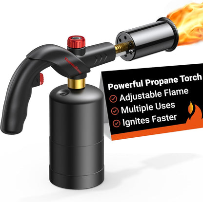 Powerful Propane Torch, Kitchen Cooking Torch, Culinary Torch Lighter, Adjustable Blow Torch for Sous Vide Searing Steak, BBQ, Grill, Campfire Charcoal Starter (Propane Tank Not Included)