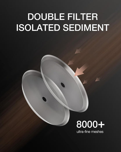 French Press Coffee Maker 34 Ounce 1 Liter, Borosilicate Glass Stainless Steel Brewer, Large Portable Cold Brew Cafetera Teapot for Kitchen Travel Camping Coffee Bar Accessories, Dark Pewter