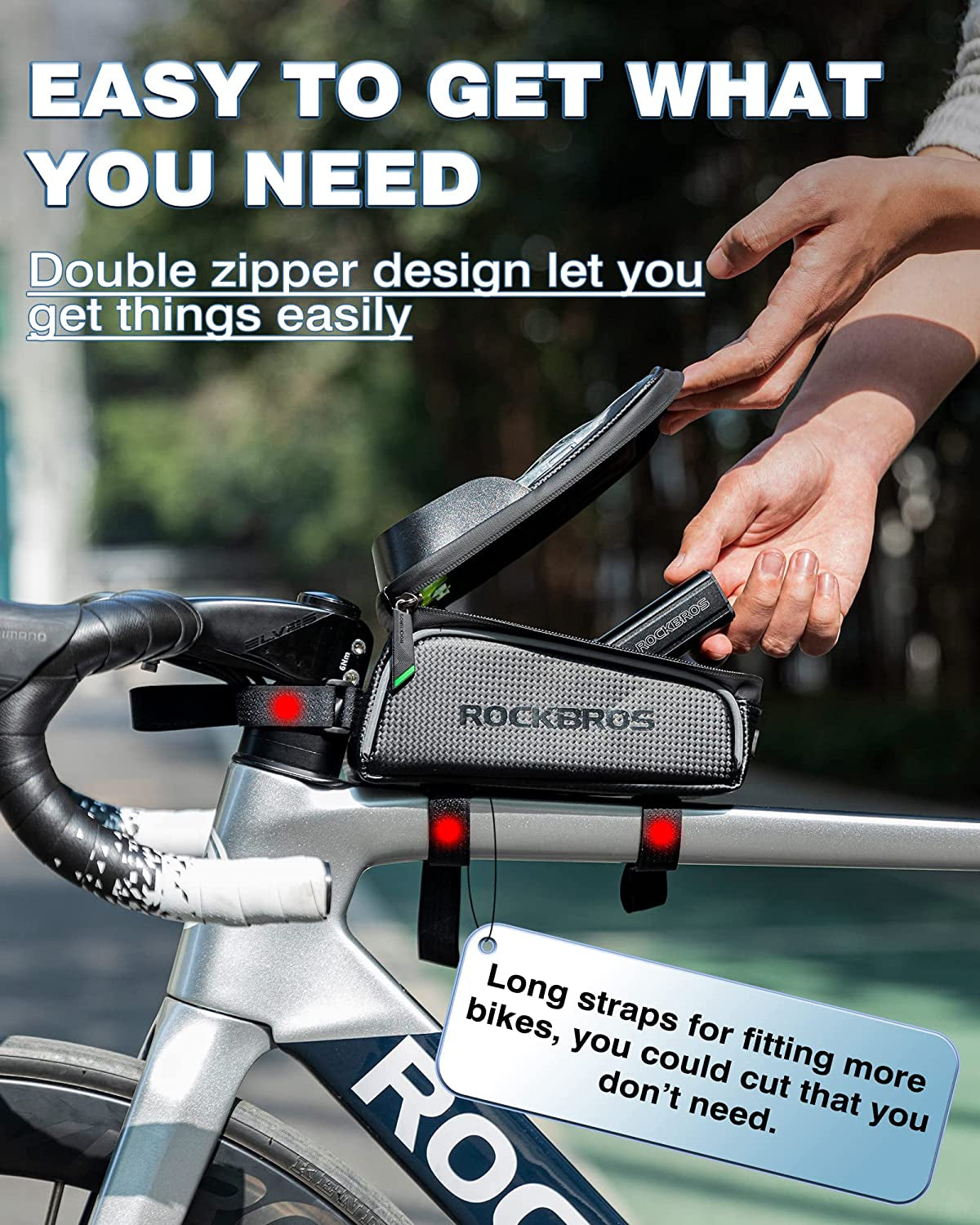 ROCKBROS Bike/Bicycle Phone Front Frame Bag, Waterproof, Tube Bag,Cycling Pouch, Bike Accessories for Men Compatible Phone under 7”