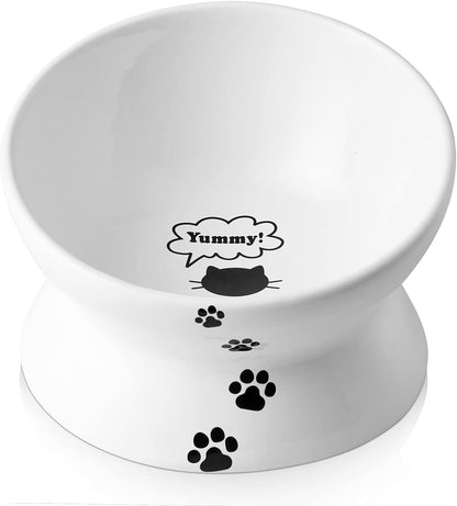 Y YHY Ceramic 15 Ounce Slanted Cat Food Water Bowl, Lake Blue