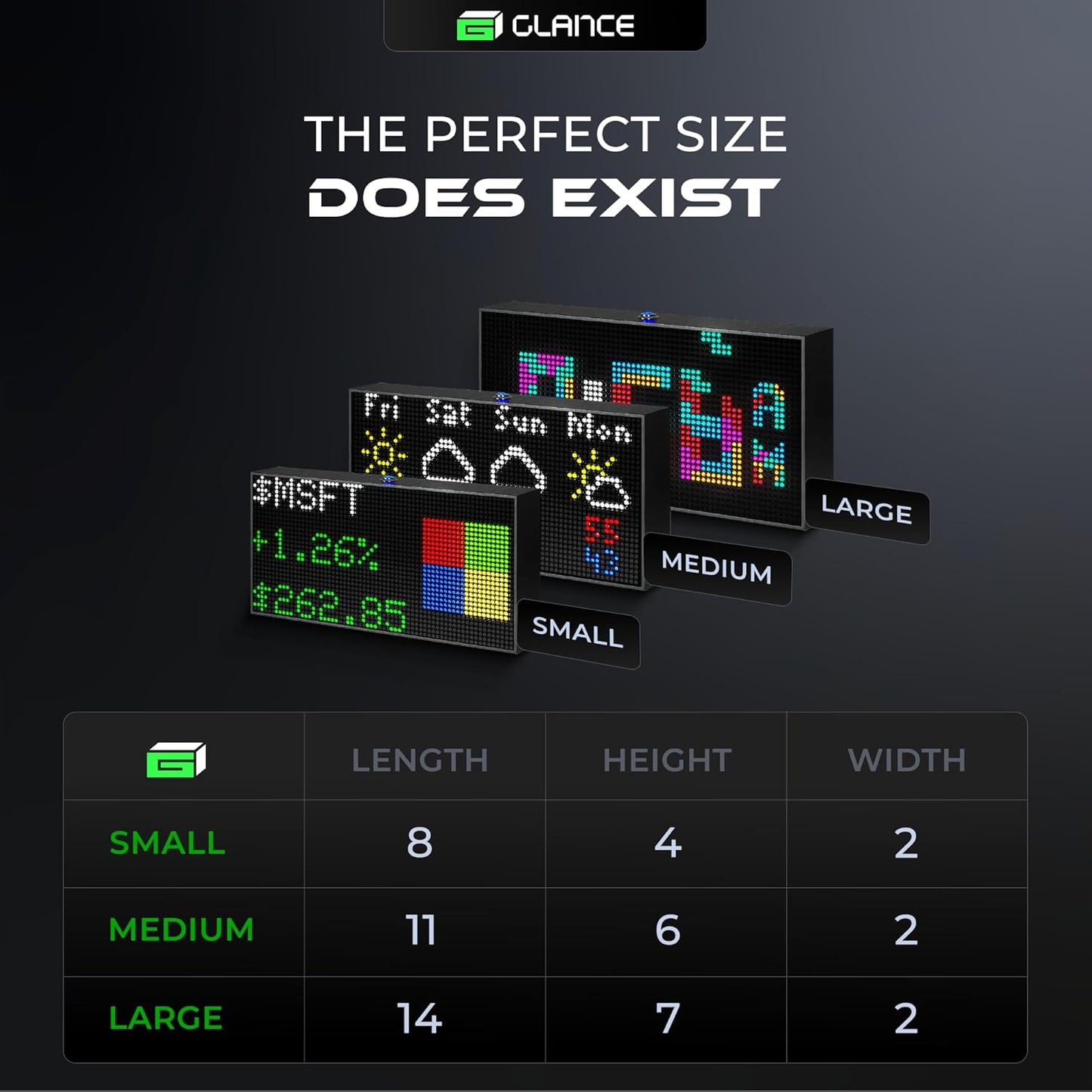 Glance LED Ticker - Customizable LED Display Sports Ticker, LED Display for Man Cave, Stock Market Ticker Display, Sports Score Retro Smart Pixel Display, Weather Display - 10.5"X5.5" Made in USA