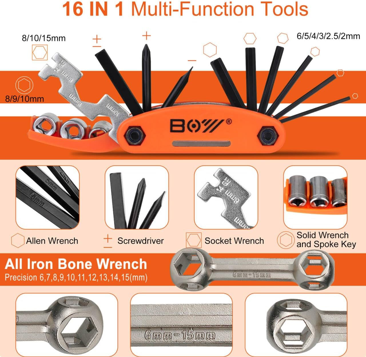 Bicycle Repair Bag with Tire Pump, Portable Tool Kit for Camping Travel - Bike Glueless Patches, Maintenance Essentials All in One Safety Kit