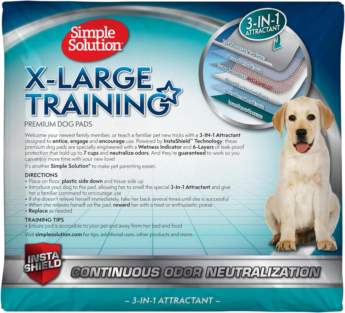 Simple Solution Puppy Pads Extra Large, Super Absorbent Pee Pads for Dogs, Doggie Potty Training, Puppy Essentials, X-Large for House Training, 28"X30", 50 Count