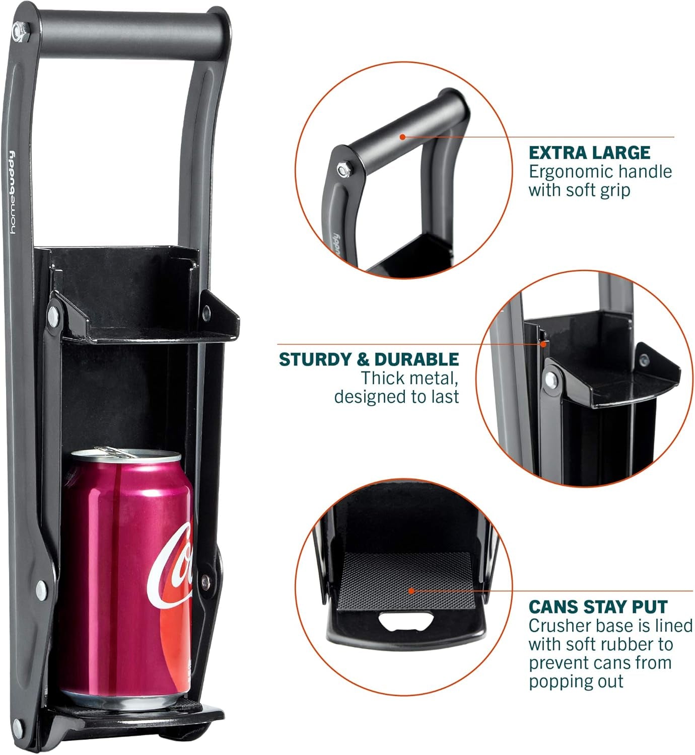 Homebuddy Can Crusher for Recycling - 12 Oz. and 16 Oz. Can Crusher Wall Mounted for Aluminum - Compact and Easy to Use, Mounting Rivets Included, Man Cave Accessories