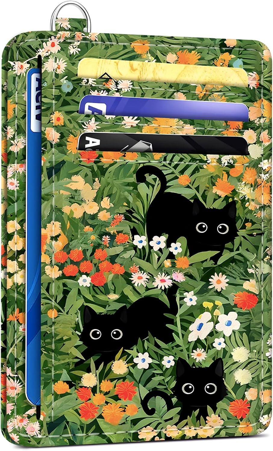 Viral Vault Goth Bookshelf Card Holder — Slim RFID Wallet with ID Window & D-Ring