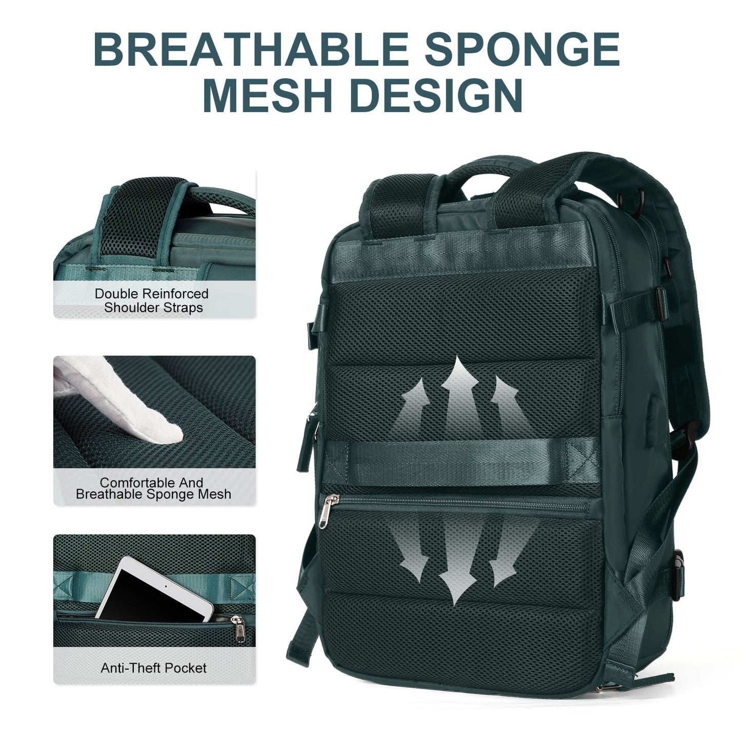 Large Backpack Women, Carry on Backpack,Hiking Backpack Waterproof Outdoor Sports Rucksack Casual Daypack School Bag Fit 14 Inch Laptop with USB Charging Port Shoes Compartment