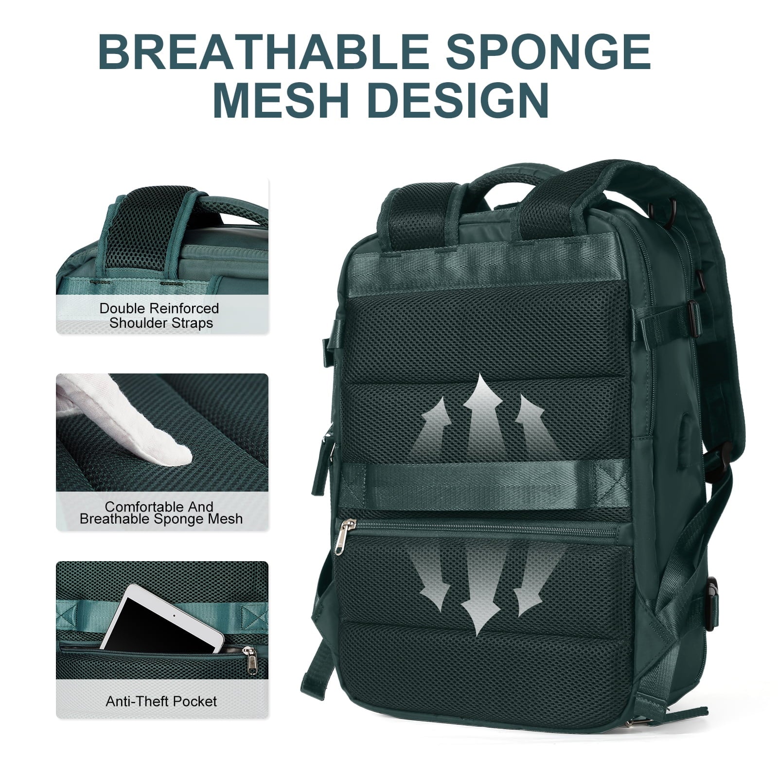 Large Backpack Women, Carry on Backpack,Hiking Backpack Waterproof Outdoor Sports Rucksack Casual Daypack School Bag Fit 14 Inch Laptop with USB Charging Port Shoes Compartment