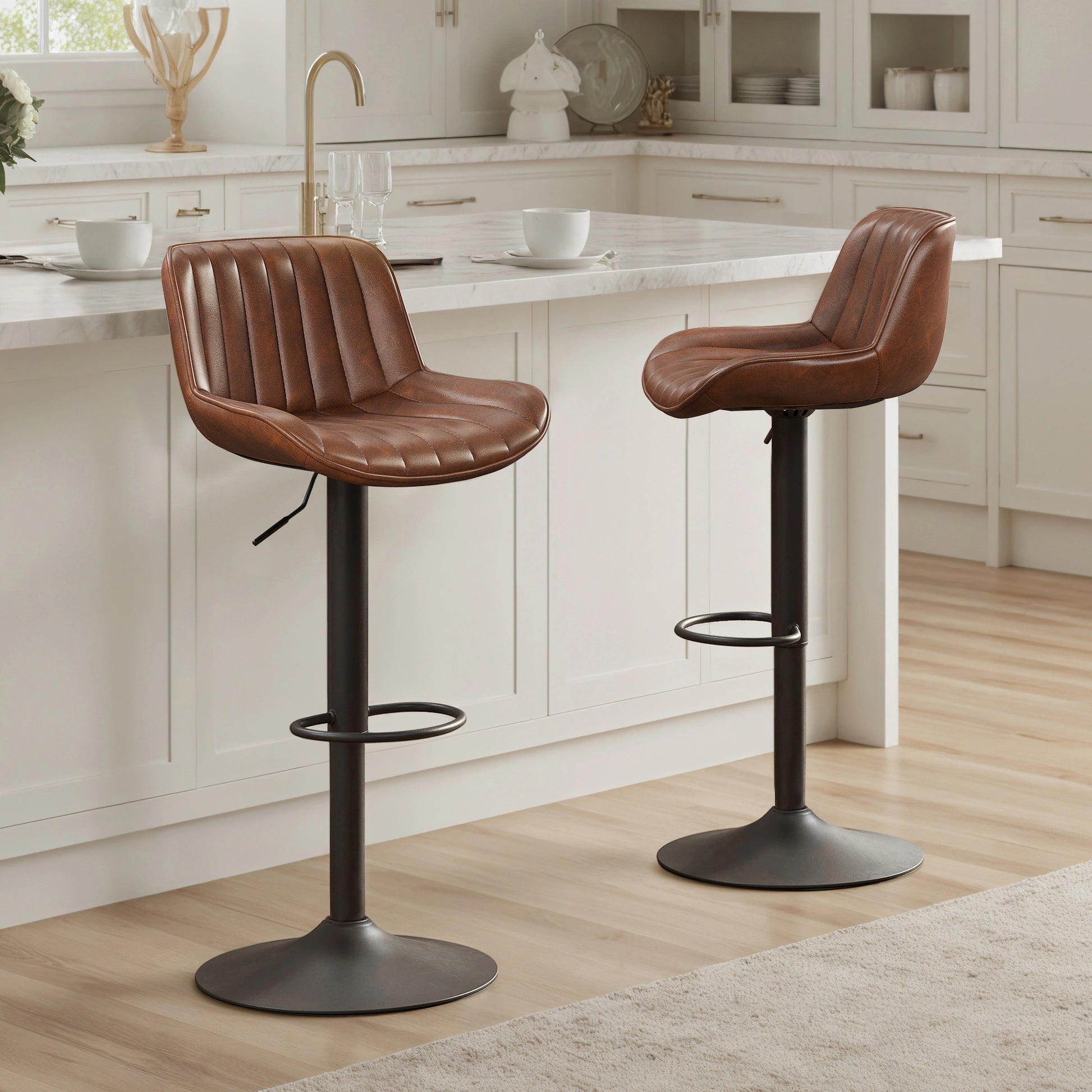Art Leon Adjustable Swivel Barstool Set – Mid-Century Modern Kitchen & Bar Seating